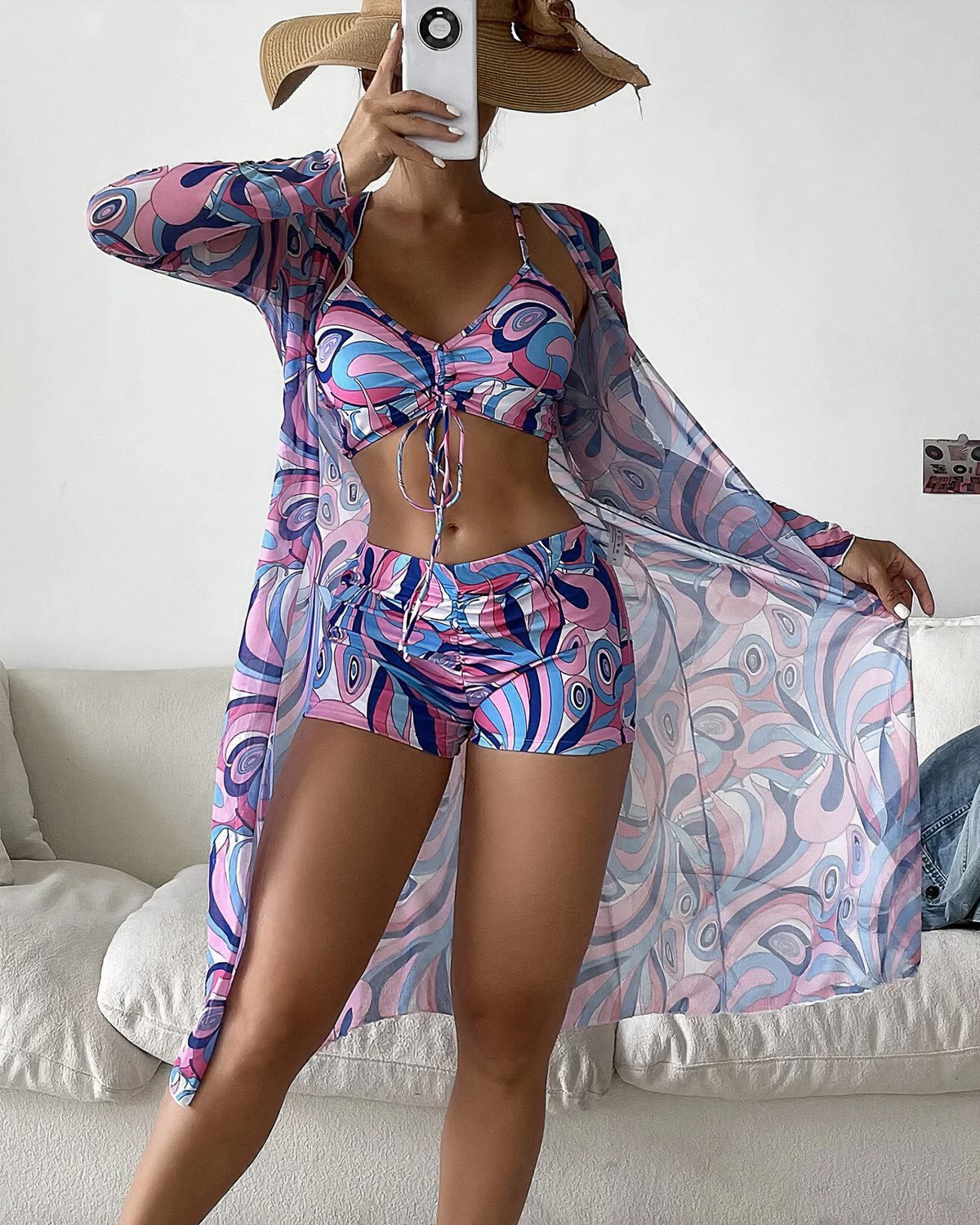 Bikiniset in Bandage met Hoge Taille en Gewaad - Yeva